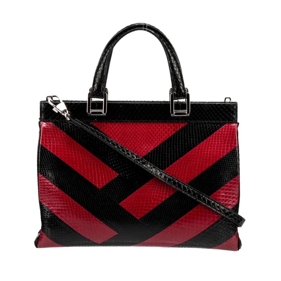 Gucci Zumi Crossbody Top Handle Python Bag- all leather interior in red black - Picture 2 of 16